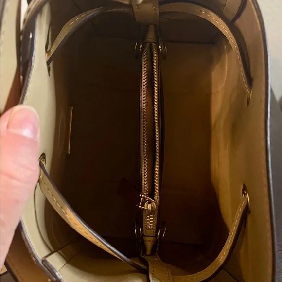 Michael Kors Beige, Peach & Brown Logo-Print Bucket Shoulder Bag - Picture 8 of 8